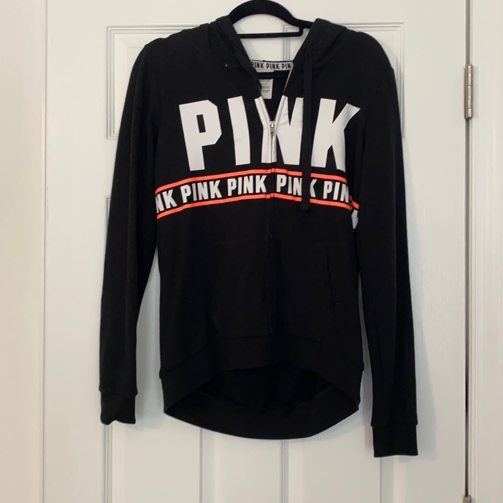 VS PINK Zip-up Hoodie Sz Small Black/Coral